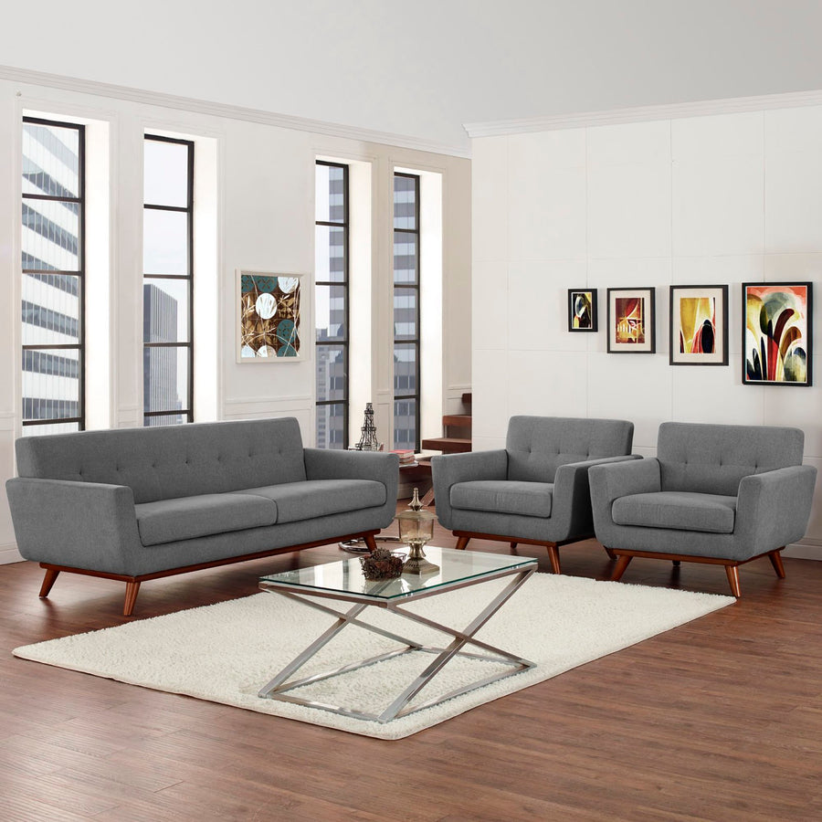 Flint Armchairs and Sofa Set of 3 in Expectation Gray