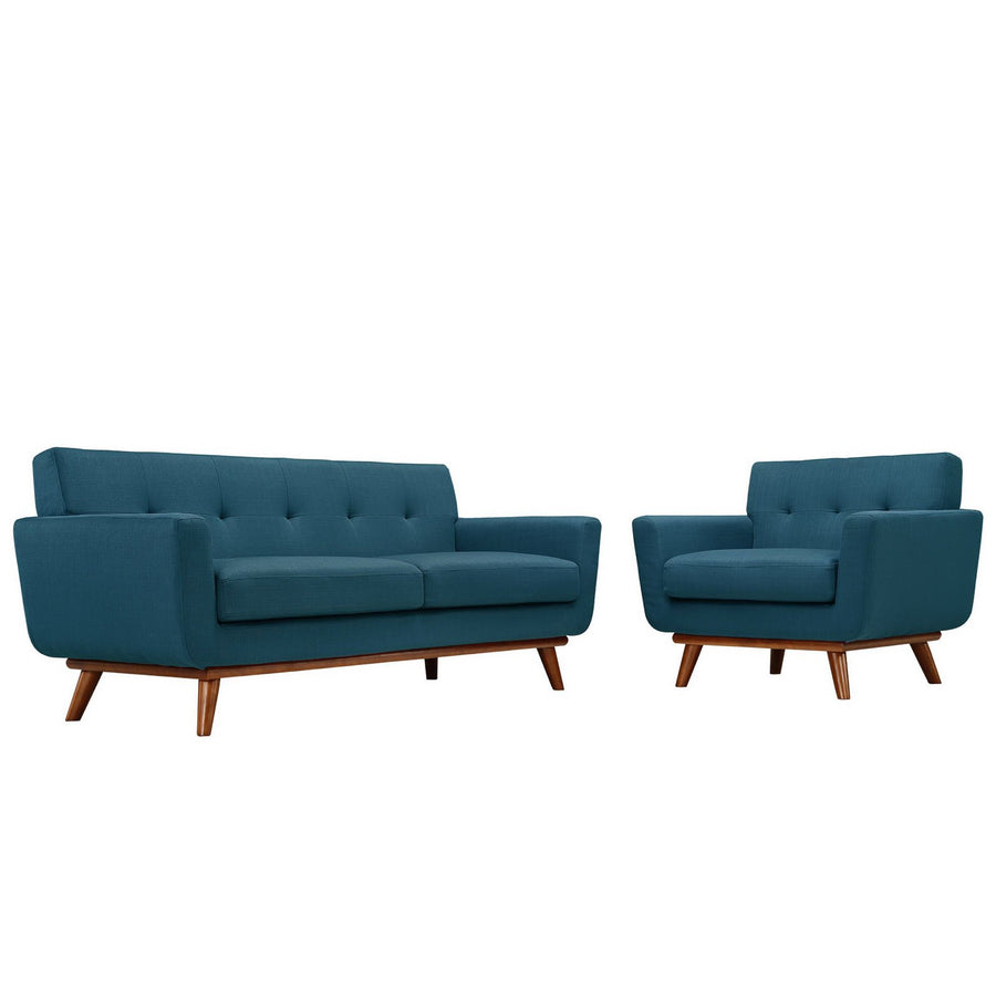 Flint Armchair and Loveseat Set of 2 in Azure