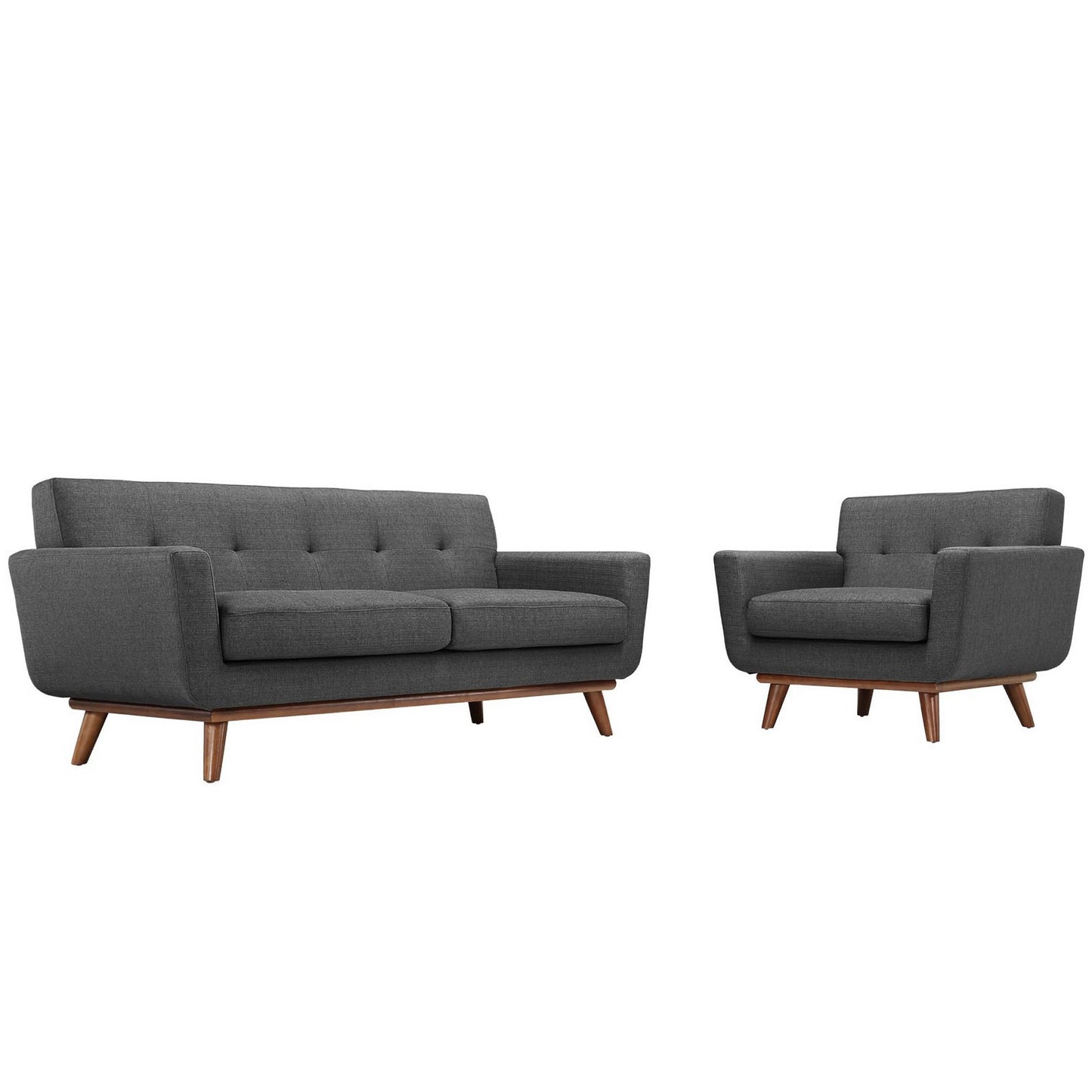 Flint Armchair and Loveseat Set of 2 in Gray