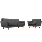 Flint Armchair and Loveseat Set of 2 in Gray