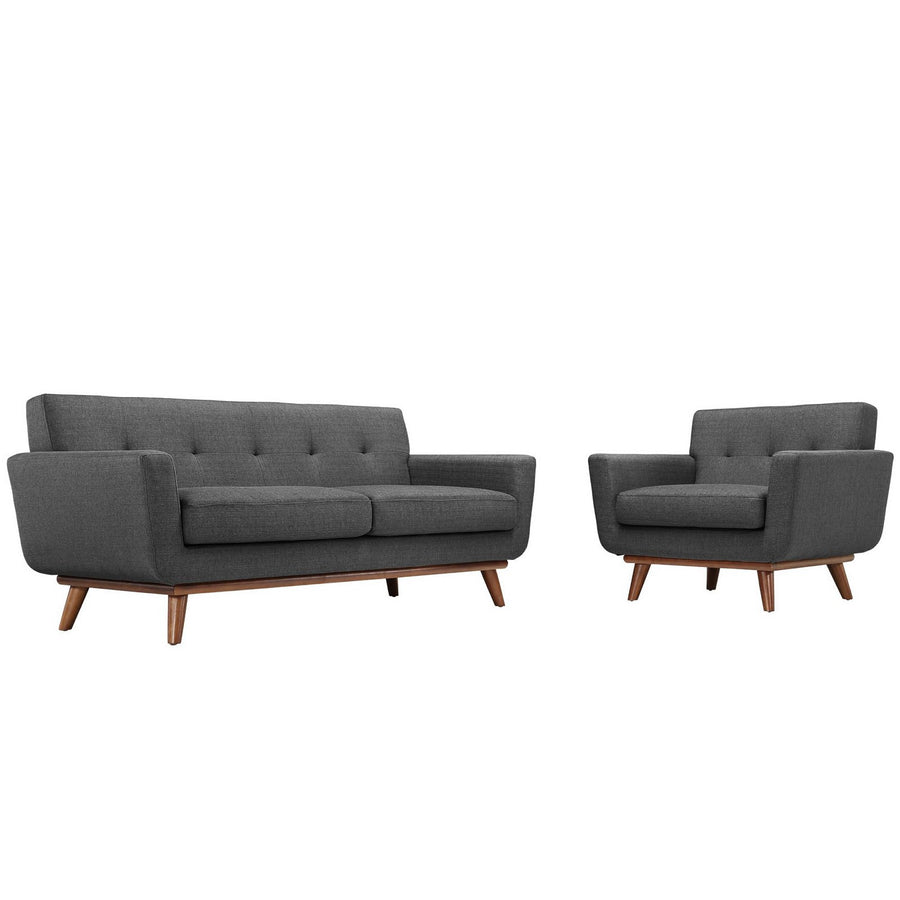 Flint Armchair and Loveseat Set of 2 in Gray