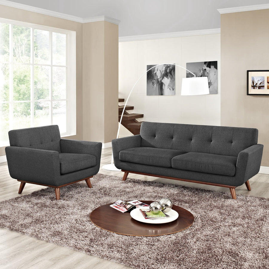 Flint Armchair and Loveseat Set of 2 in Gray