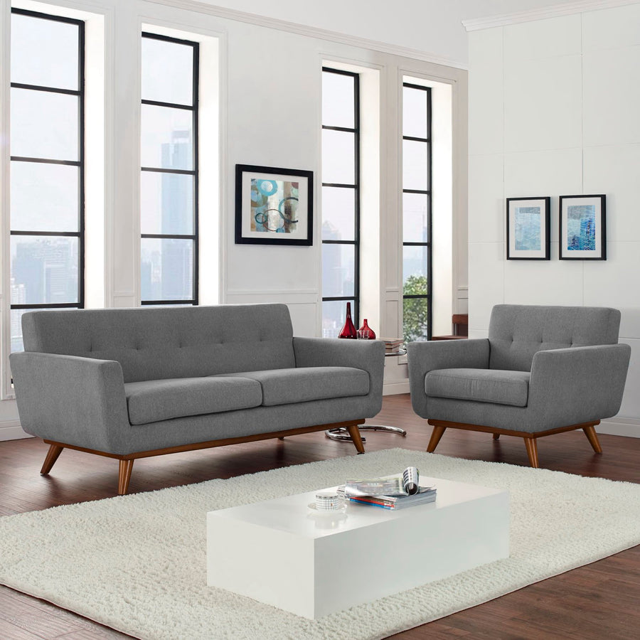 Flint Armchair and Loveseat Set of 2 in Expectation Gray
