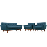 Flint Armchairs and Loveseat Set of 3 in Azure