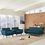 Flint Armchairs and Loveseat Set of 3 in Azure