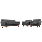 Flint Armchairs and Loveseat Set of 3 in Gray