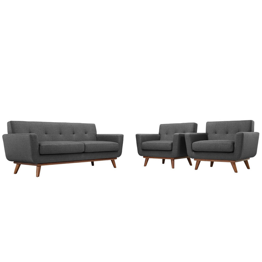 Flint Armchairs and Loveseat Set of 3 in Gray