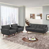 Flint Armchairs and Loveseat Set of 3 in Gray
