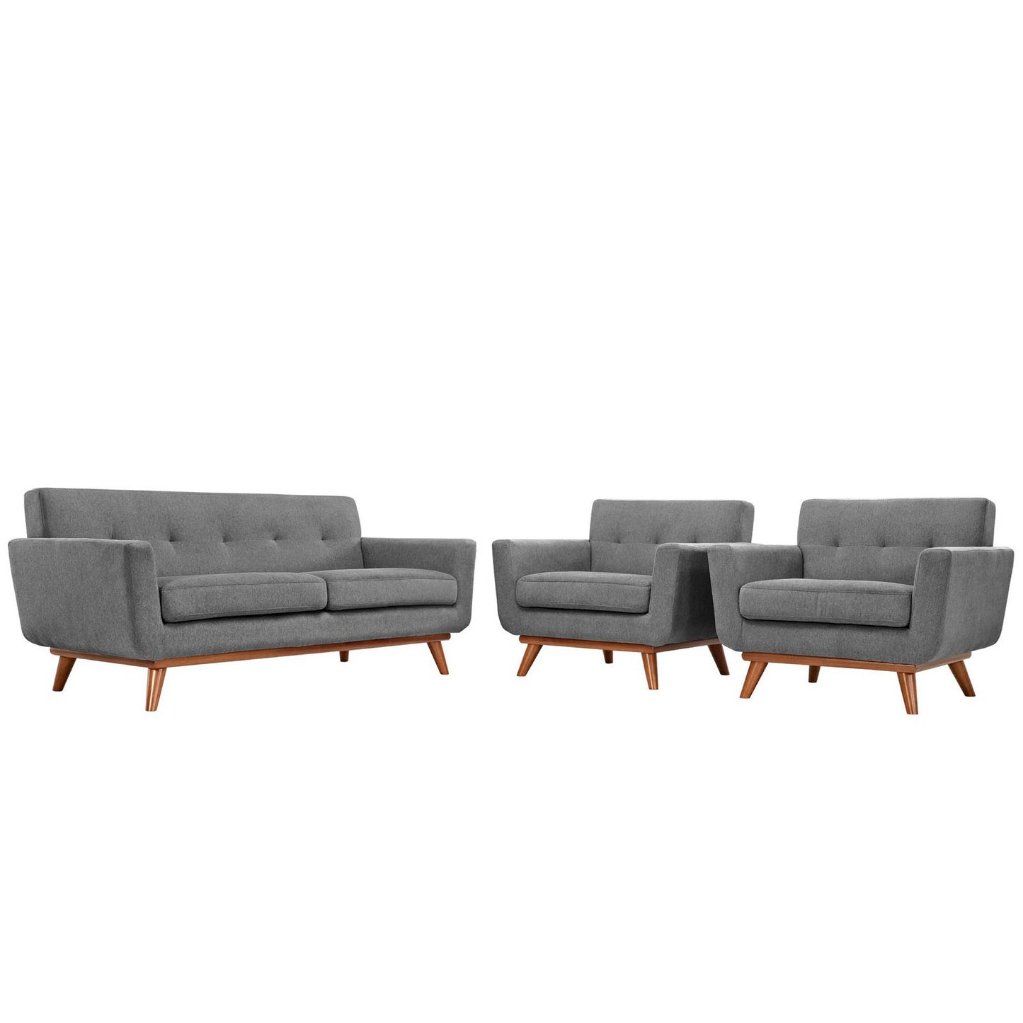 Flint Armchairs and Loveseat Set of 3 in Expectation Gray