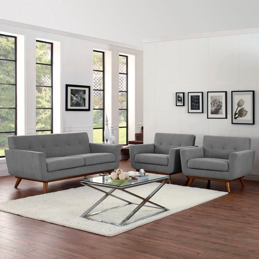 Flint Armchairs and Loveseat Set of 3 in Expectation Gray