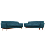 Flint Loveseat and Sofa Set of 2 in Azure