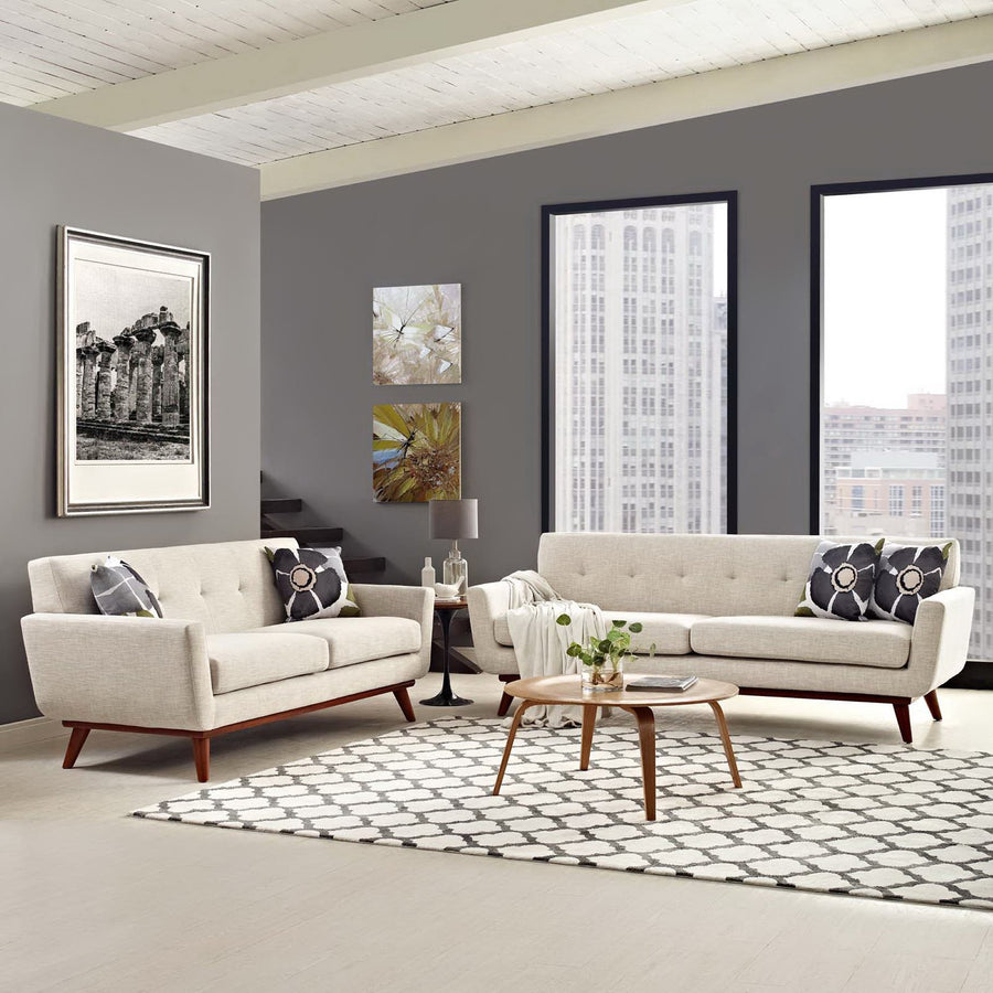 Flint Loveseat and Sofa Set of 2 in Beige