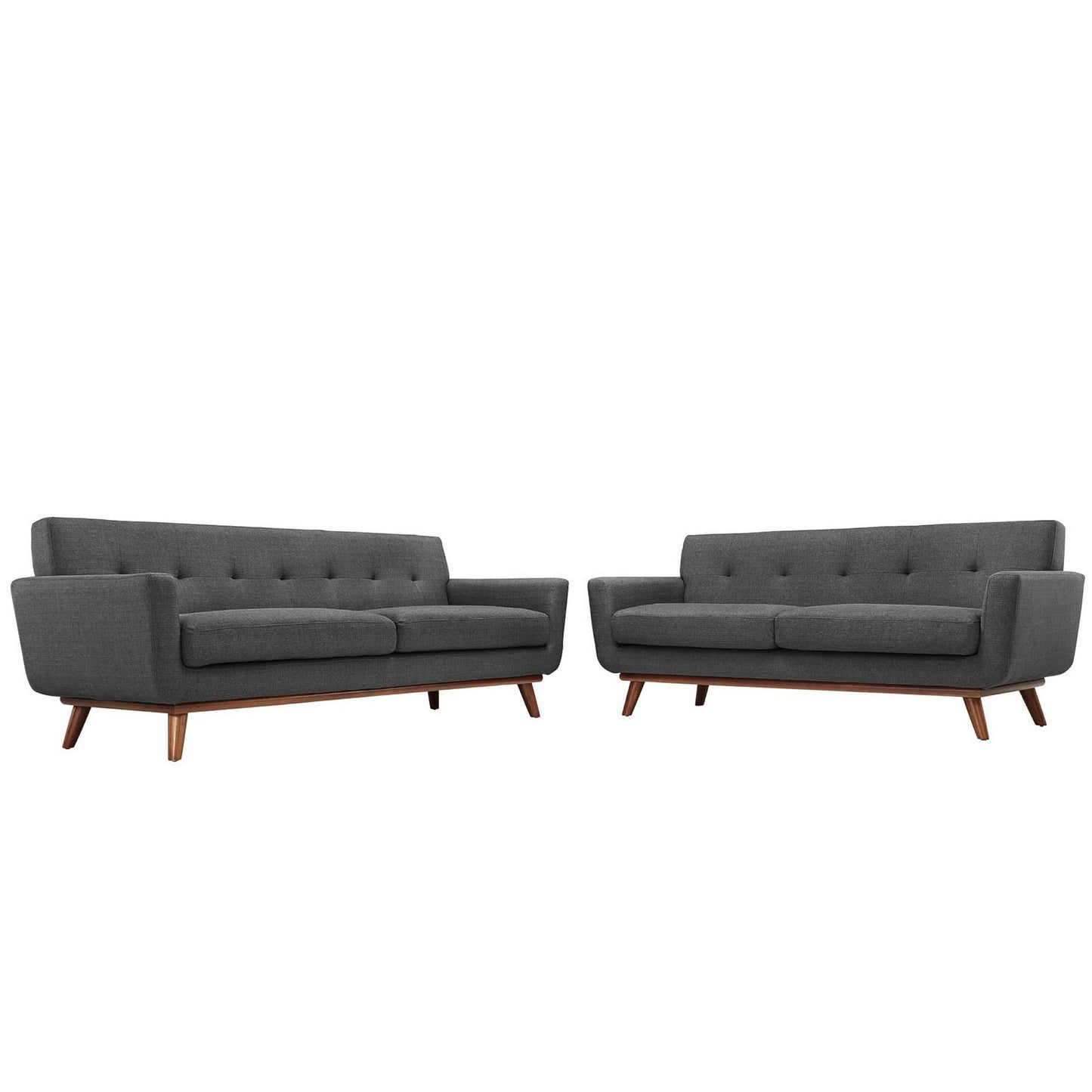 Flint Loveseat and Sofa Set of 2 in Gray