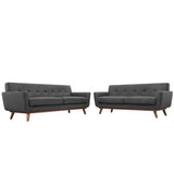 Flint Loveseat and Sofa Set of 2 in Gray