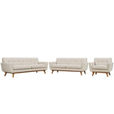 Flint Sofa Loveseat and Armchair Set of 3 in Beige