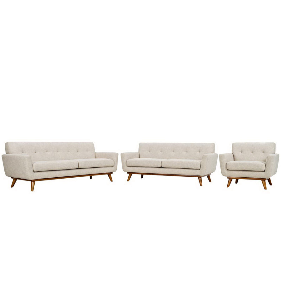 Flint Sofa Loveseat and Armchair Set of 3 in Beige