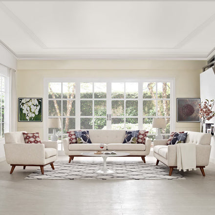 Engage Sofa Loveseat and Armchair Set of 3 in Beige