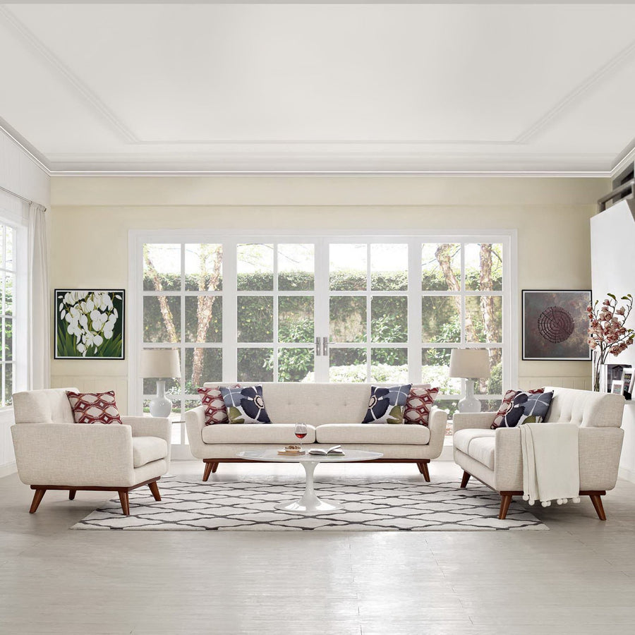Flint Sofa Loveseat and Armchair Set of 3 in Beige