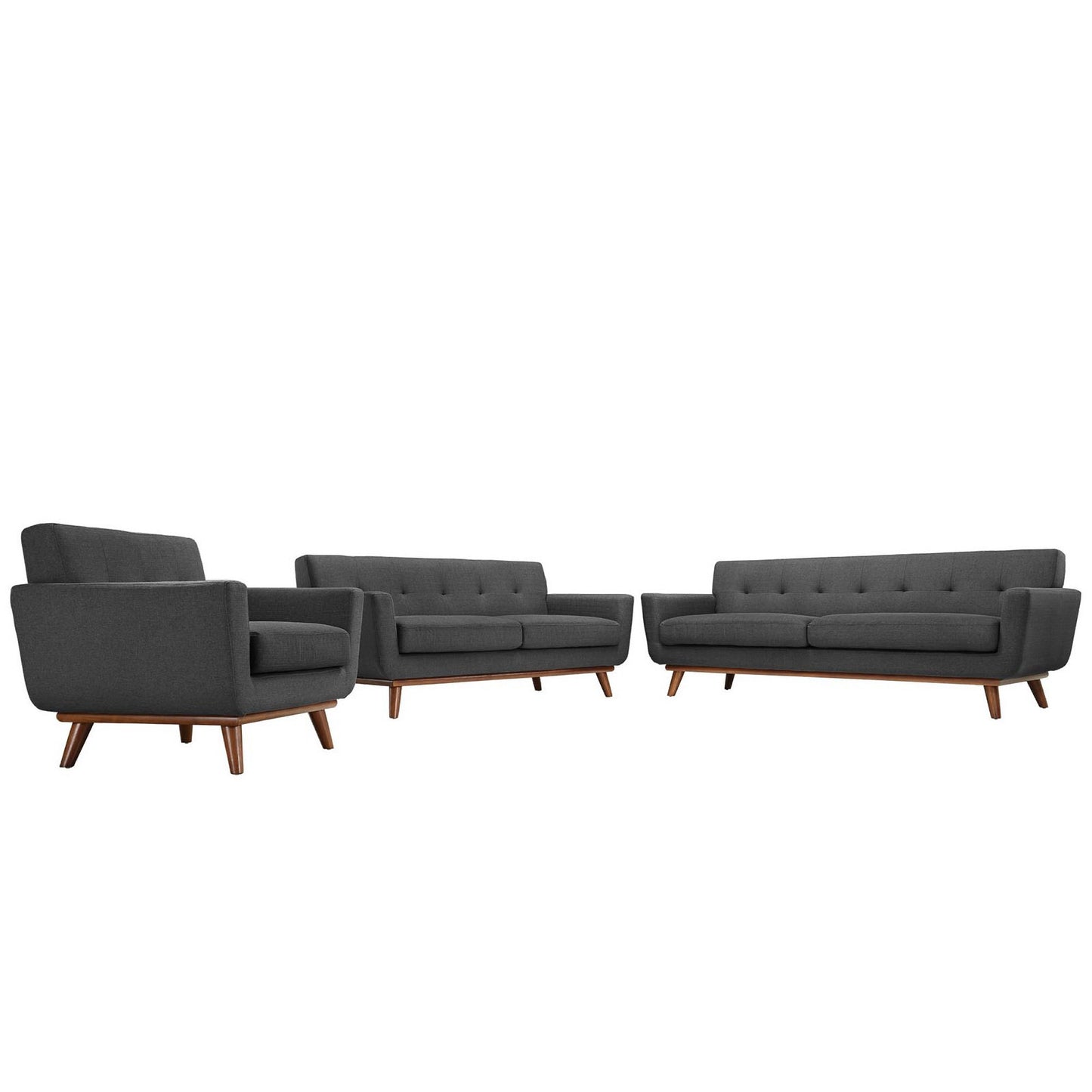 Flint Sofa Loveseat and Armchair Set of 3 in Gray