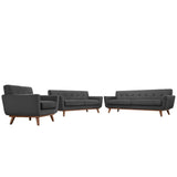 Flint Sofa Loveseat and Armchair Set of 3 in Gray