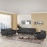 Flint Sofa Loveseat and Armchair Set of 3 in Gray