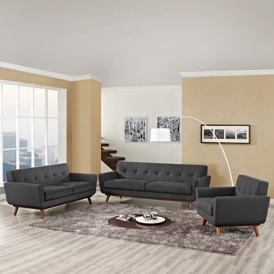 Flint Sofa Loveseat and Armchair Set of 3 in Gray