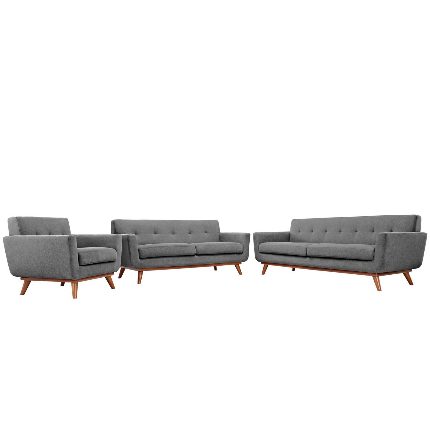 Flint Sofa Loveseat and Armchair Set of 3 in Expectation Gray