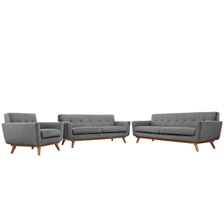 Engage Sofa Loveseat and Armchair Set of 3 in Expectation Gray