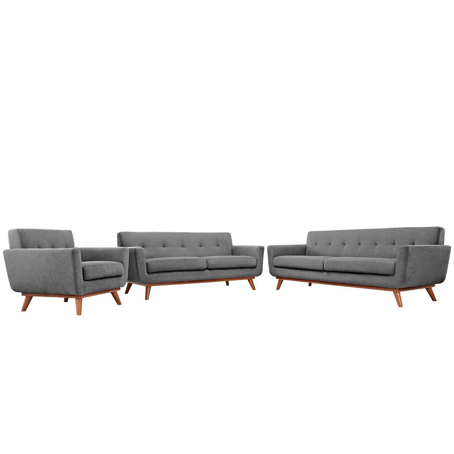 Flint Sofa Loveseat and Armchair Set of 3 in Expectation Gray
