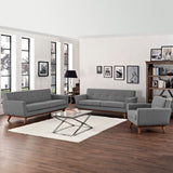 Flint Sofa Loveseat and Armchair Set of 3 in Expectation Gray
