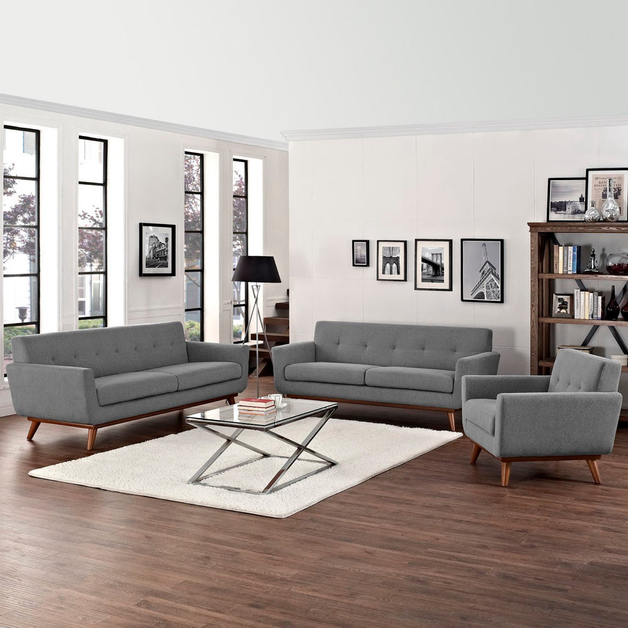 Flint Sofa Loveseat and Armchair Set of 3 in Expectation Gray