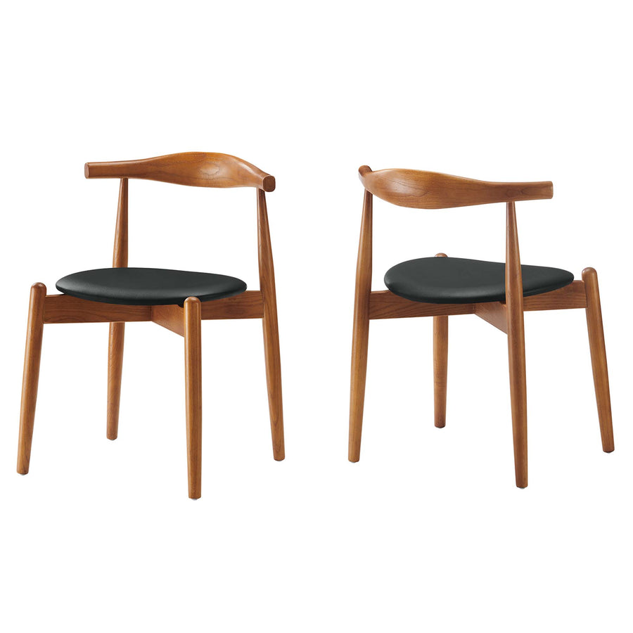 Chenin Dining Side Chairs Set of 2 in Dark Walnut Black