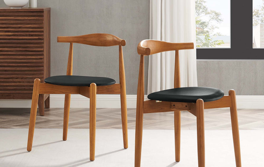 Chenin Dining Side Chairs Set of 2 in Dark Walnut Black