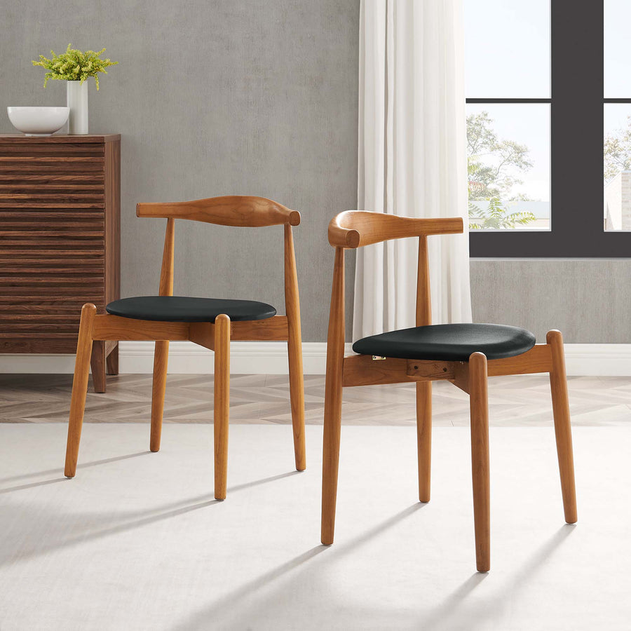 Chenin Dining Side Chairs Set of 2 in Dark Walnut Black