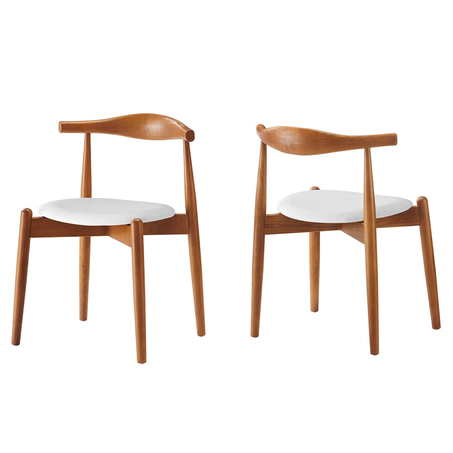 Chenin Dining Side Chairs Set of 2 in Dark Walnut White