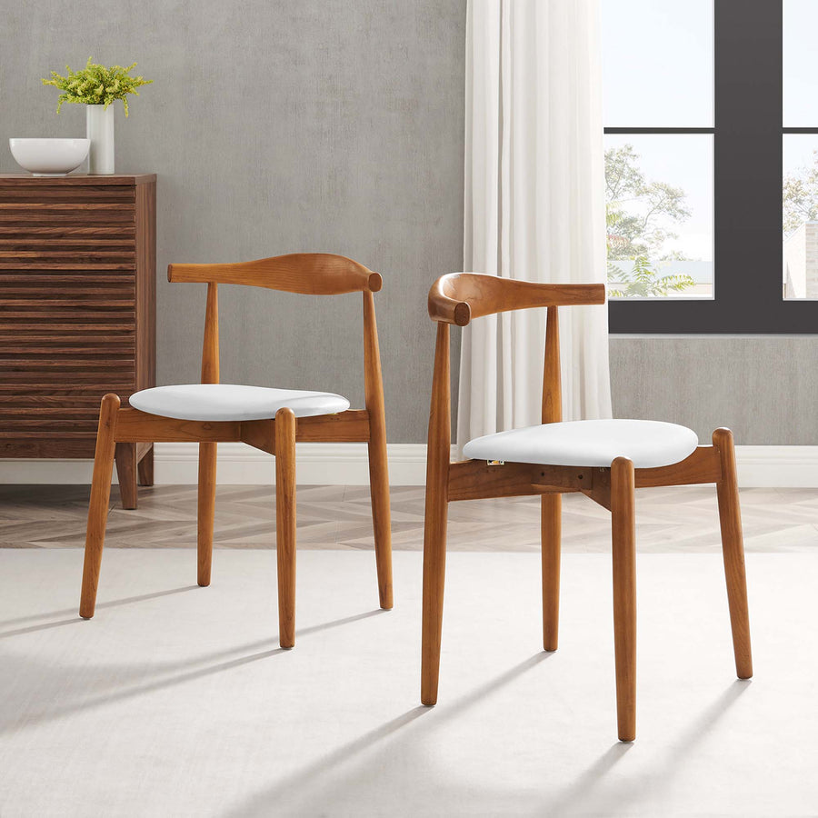 Chenin Dining Side Chairs Set of 2 in Dark Walnut White