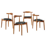 Chenin Dining Side Chairs Set of 4 in Dark Walnut Black