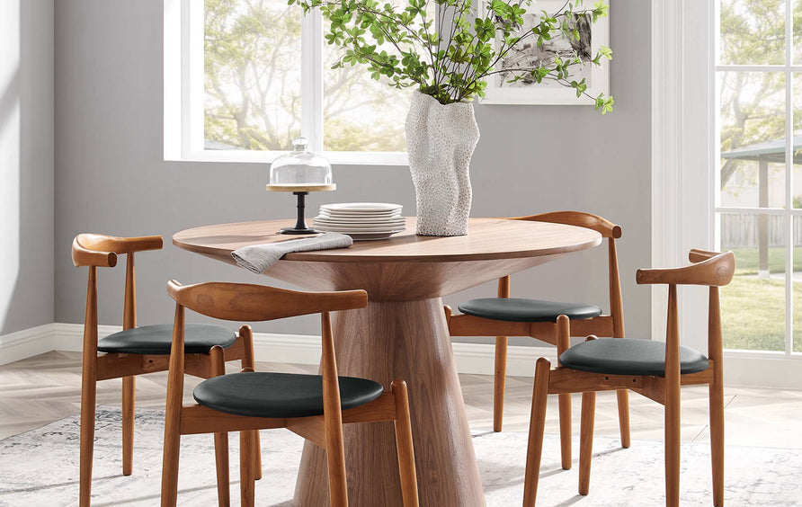 Chenin Dining Side Chairs Set of 4 in Dark Walnut Black