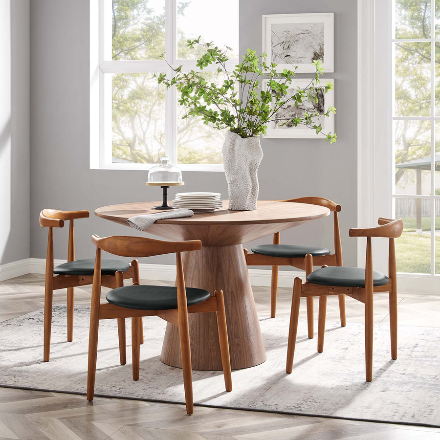 Chenin Dining Side Chairs Set of 4 in Dark Walnut Black