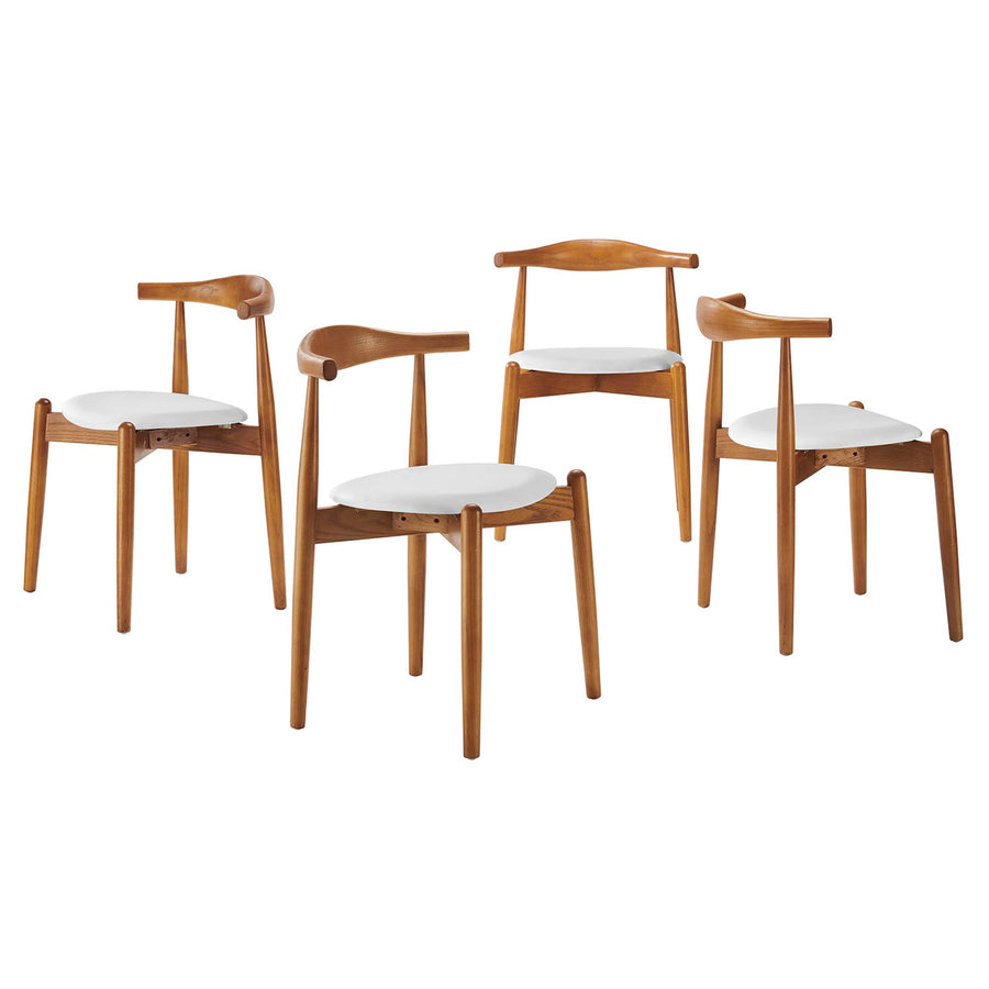 Chenin Dining Side Chairs Set of 4 in Dark Walnut White