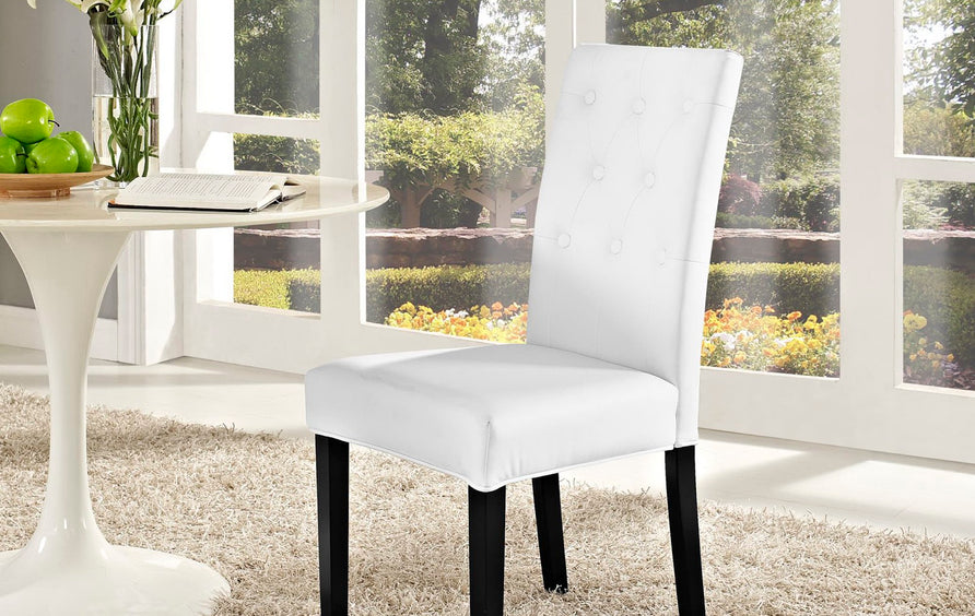 Heather Dining Vinyl Side Chair in White