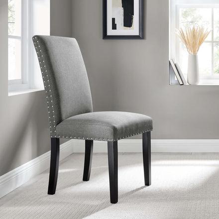 Parcel Dining Upholstered Fabric Side Chair in Light Gray