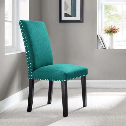 Parcel Dining Upholstered Fabric Side Chair in Teal