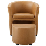 Juliet Armchair and Ottoman in Tan