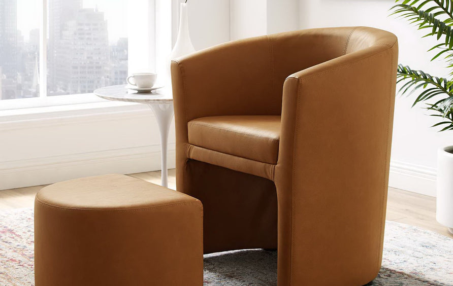 Juliet Armchair and Ottoman in Tan