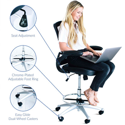 Attainment Vinyl Drafting Chair by Furniture for America