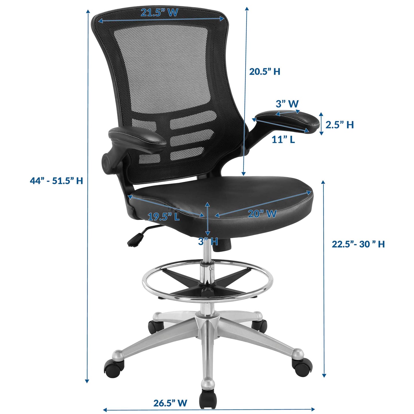Attainment Vinyl Drafting Chair by Furniture for America