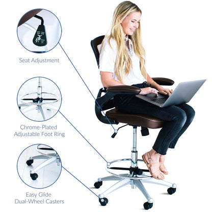 Attainment Vinyl Drafting Chair by Furniture for America