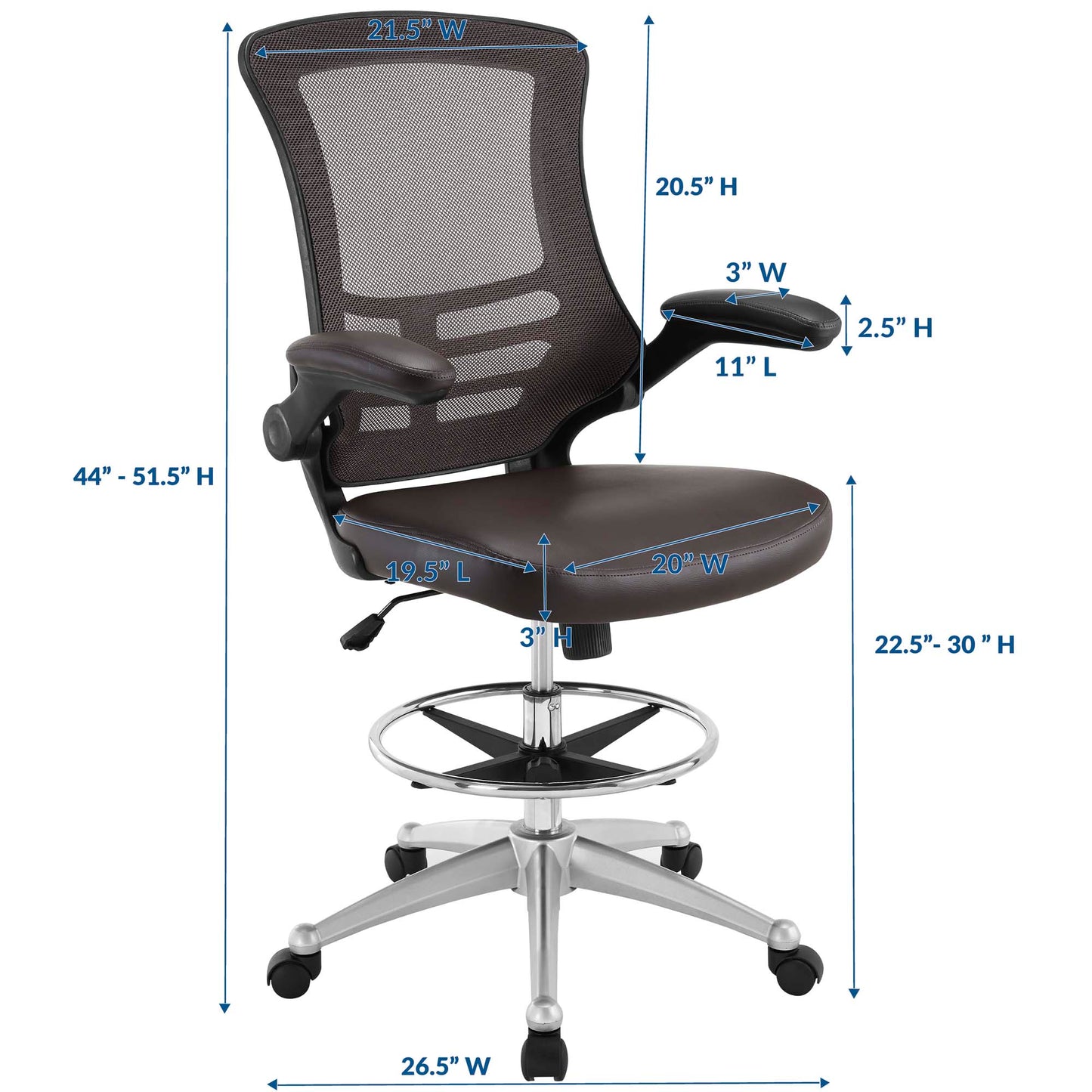 Attainment Vinyl Drafting Chair by Furniture for America