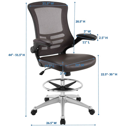 Attainment Vinyl Drafting Chair in Brown